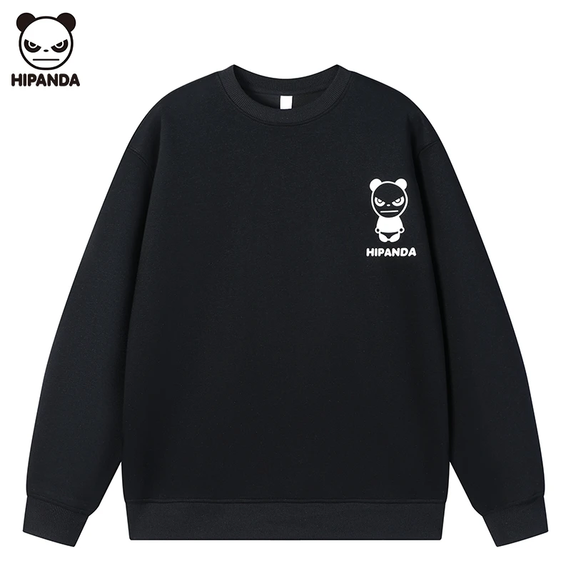 HI PANDA秋冬新品阔版圆领卫衣潮牌印花情侣款宽松套头长袖打底衫