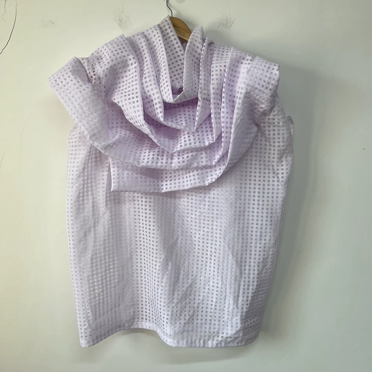 玫瑰人生立体盘花小众设计师oversize男女同款宽松无袖欧根纱T恤