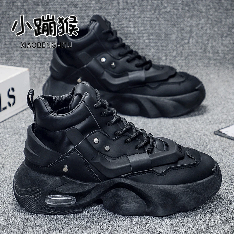 男鞋秋季新款户外百搭潮流时尚鞋子男款厚底休闲高帮潮鞋-24XS110