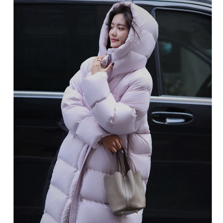 极寒长款鹅绒服加厚95白鹅绒连帽百搭时尚高端过膝新款羽绒服女