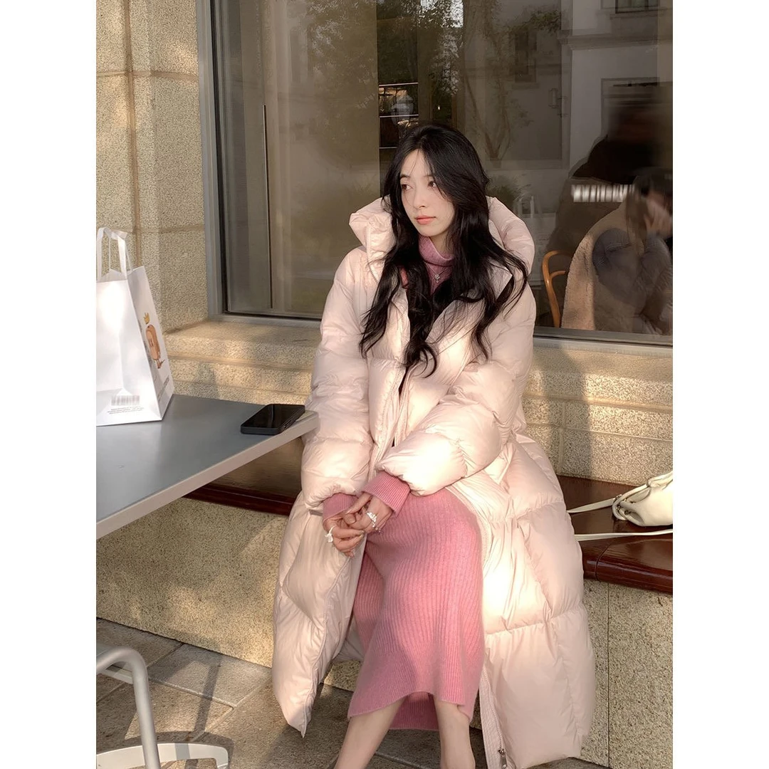 2025新款羽绒服加厚鹅绒衣360g高充绒90鹅绒连帽长款冬季女款外套