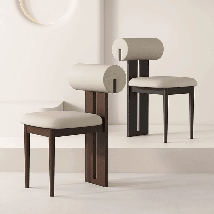中古实木餐椅家用北欧设计师酒店餐厅轻奢靠背椅时尚餐桌椅凳子
