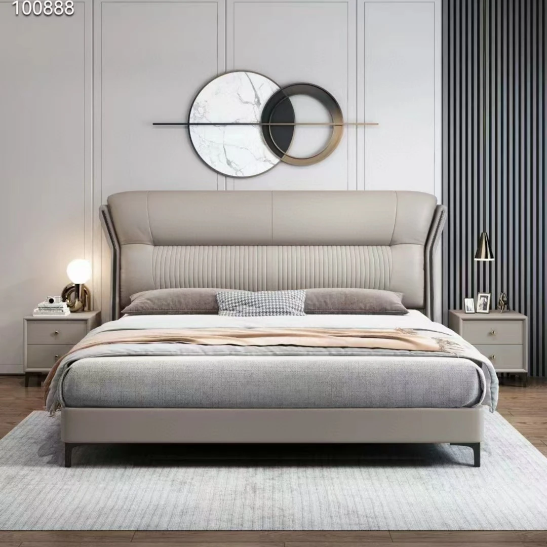 妍色D603加厚猫爪皮实木床