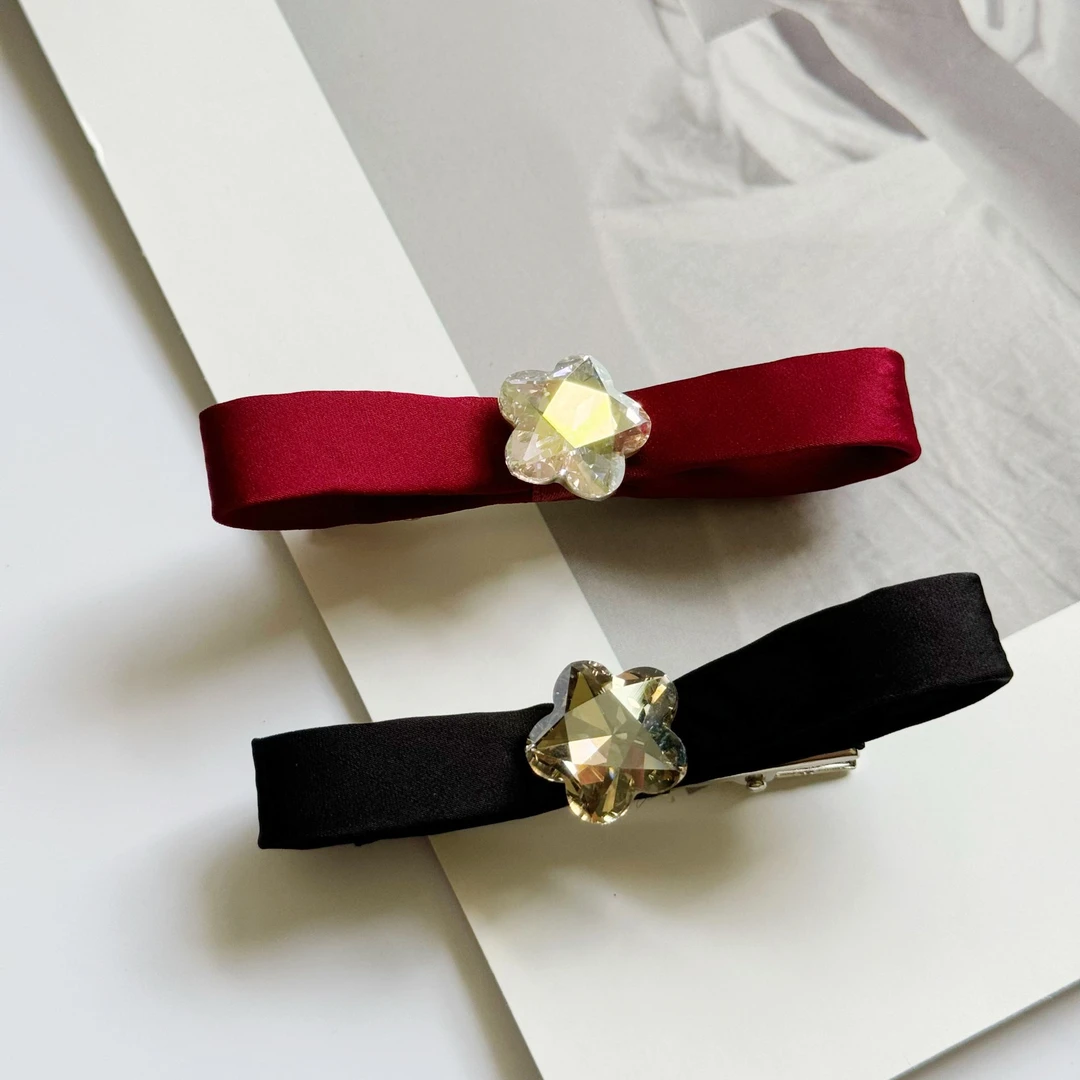 【NMM高定】K9雪花水钻一气质鸭嘴夹红色发夹头饰可爱夹子洋气发卡