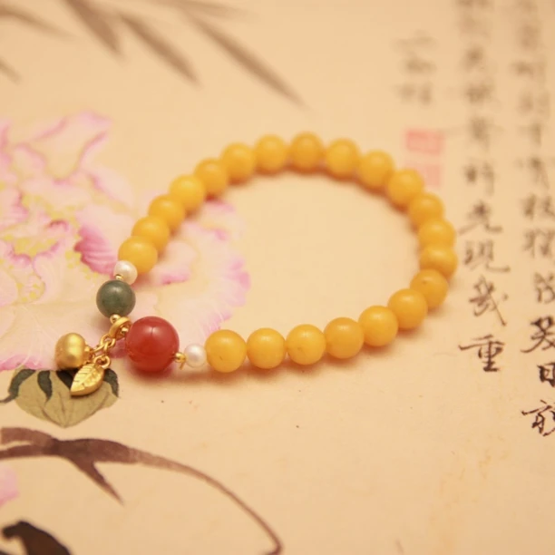 A3253蜜蜡单圈时尚百搭女士手串