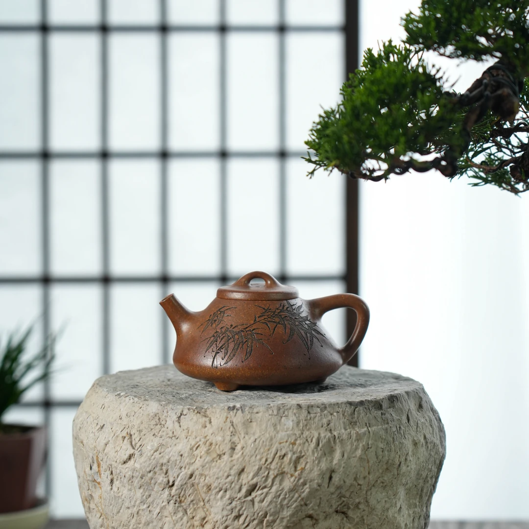 原礦龍骨金砂【子冶石瓢】220cc宜兴紫砂壶黄龙山原礦茶壶手制 LGJS