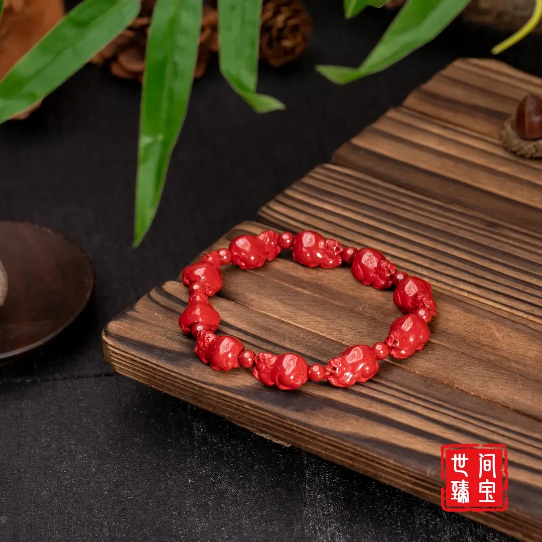 含辰砂工艺品含辰砂工艺品红砂貔貅手串/多样性/B1062