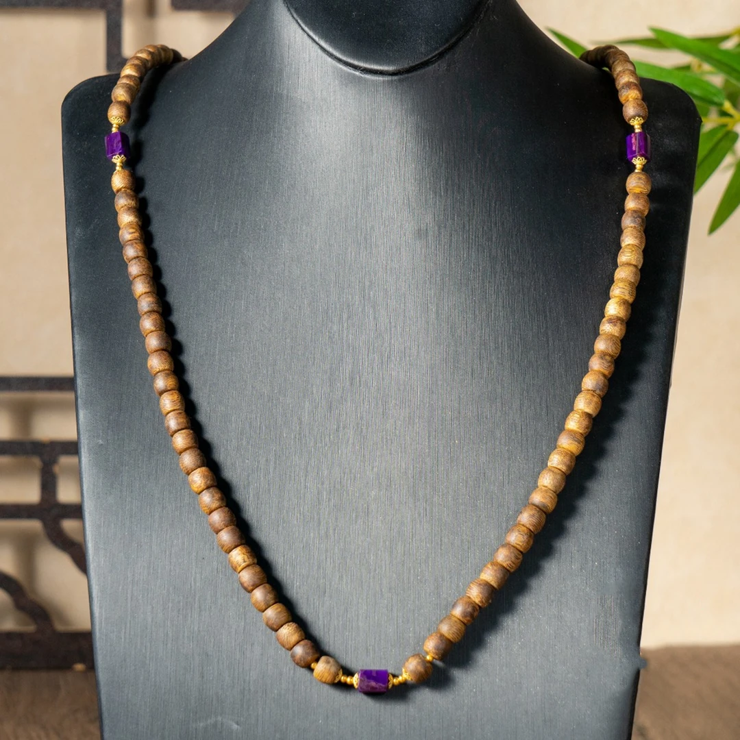 世间臻宝-18K金白棋楠九分沉DIY项链/6mm+-（多样性发）B512