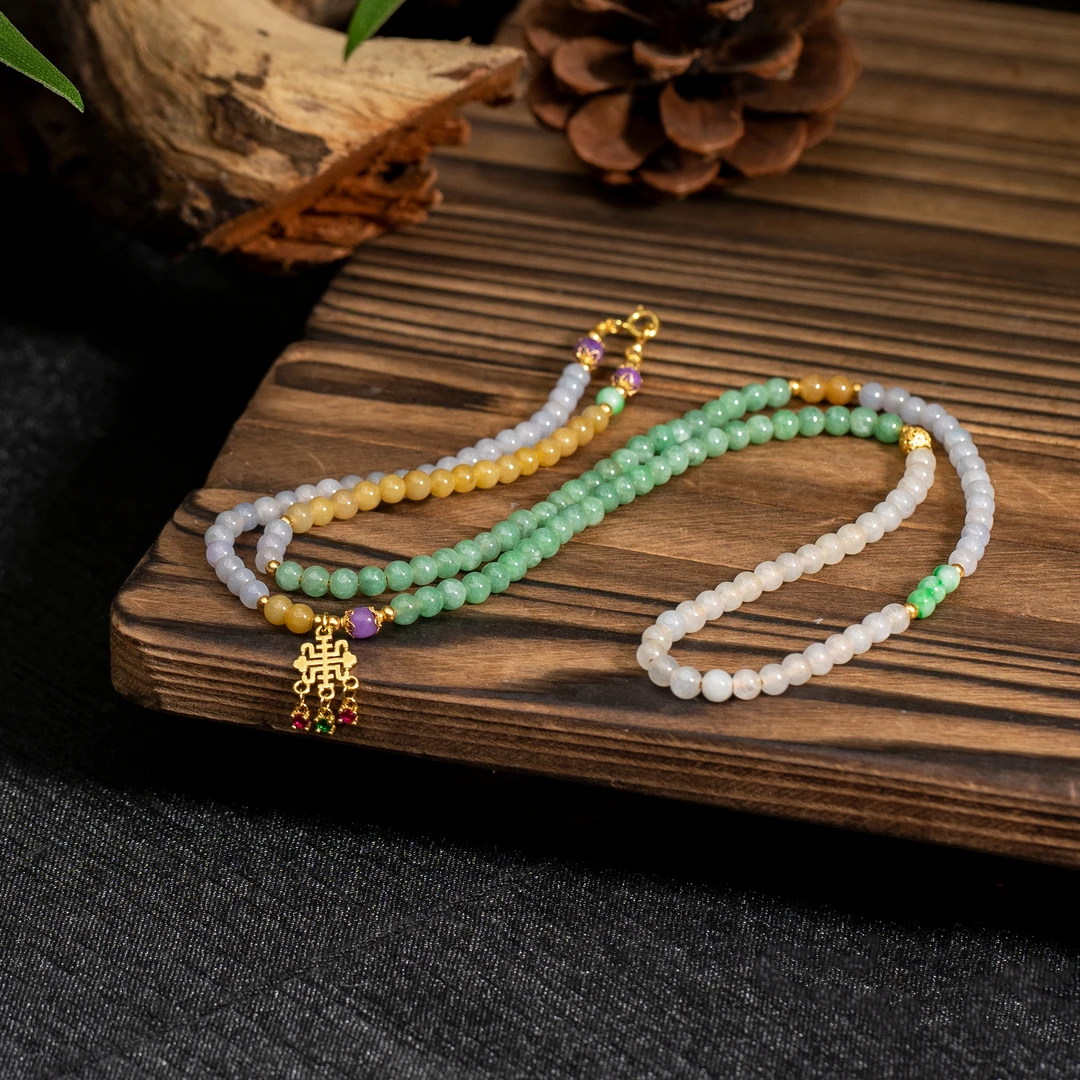 18K金翡翠DIY项链/3mm+-/多样性发/B1224