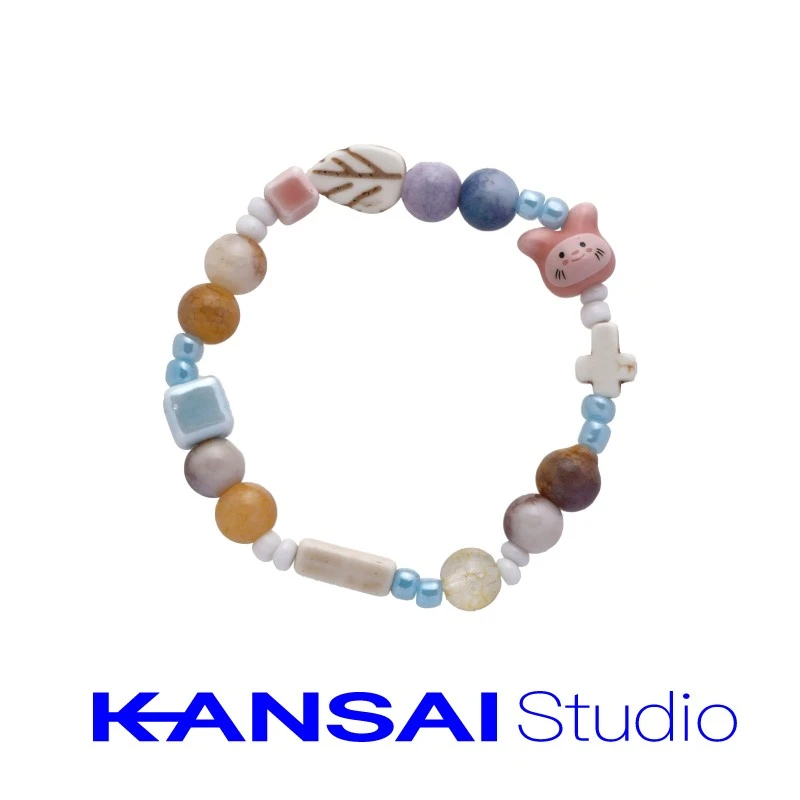 非金属玻璃手链 KANSAI粉色串珠夏日多巴胺手链小众手串甜酷手饰
