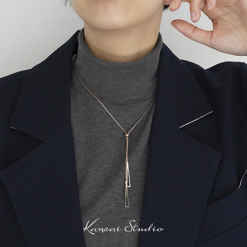 钛钢项链 KANSAI长三角流苏吊坠项链玫瑰金色小众复古欧美风链子
