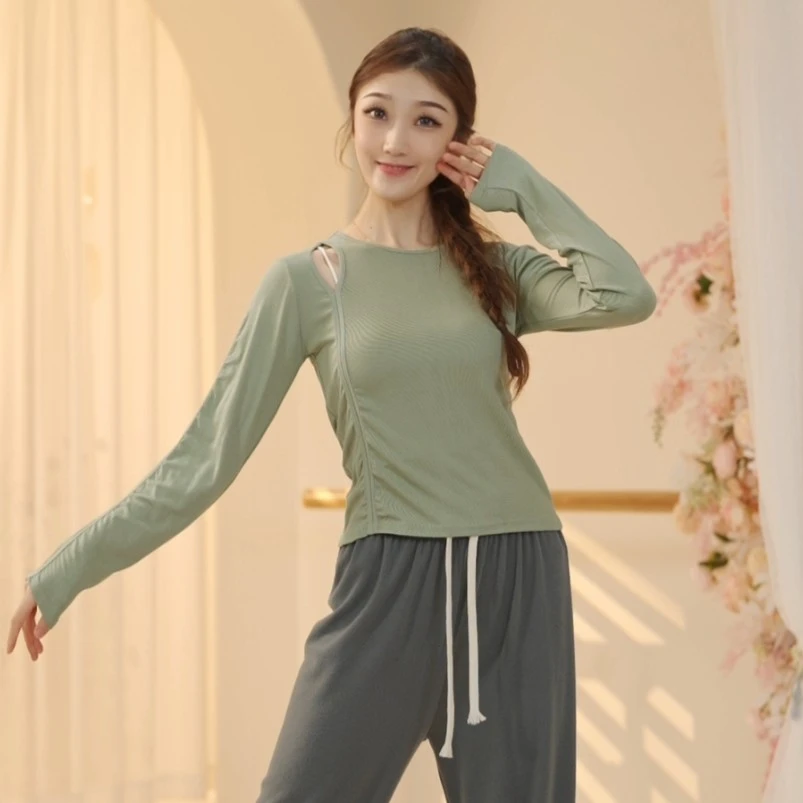 3299 B 舞蹈服上衣女2023秋季新款长袖芭蕾形体练功修身成人跳舞