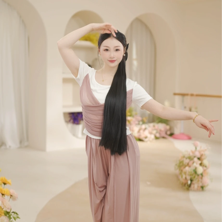 3163 D舞蹈服女现代形体练功跳舞夏季成人日常短袖上衣显瘦时尚