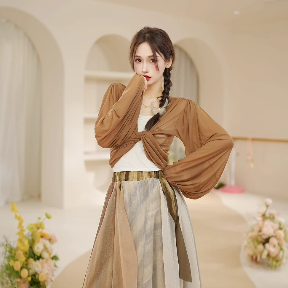 3175 D现代舞蹈服成人女上衣练功专业形体古典教师专用遮肉显瘦