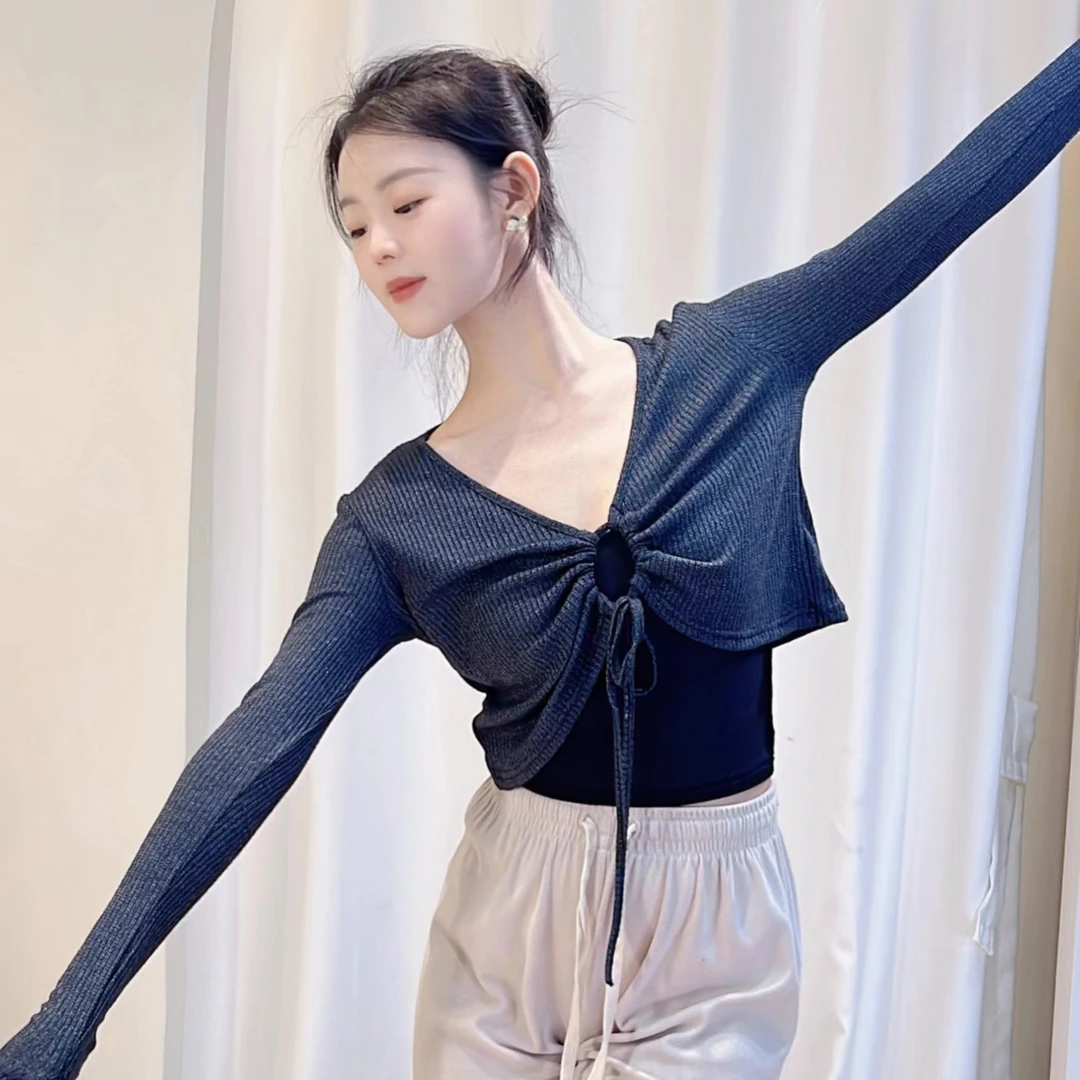 3135蝴蝶 现代舞套指练功服开衫舞蹈女上衣日常秋冬舞蹈服身韵