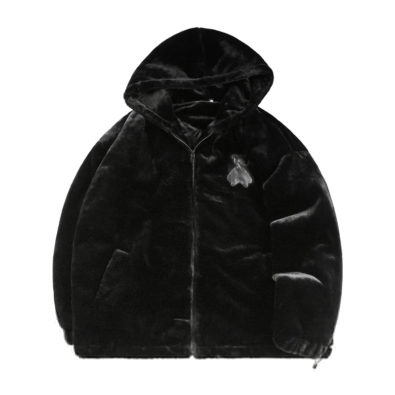 秋冬季上新潮流休闲百搭大码泰迪熊刺绣保暖连帽棉服男MF1384