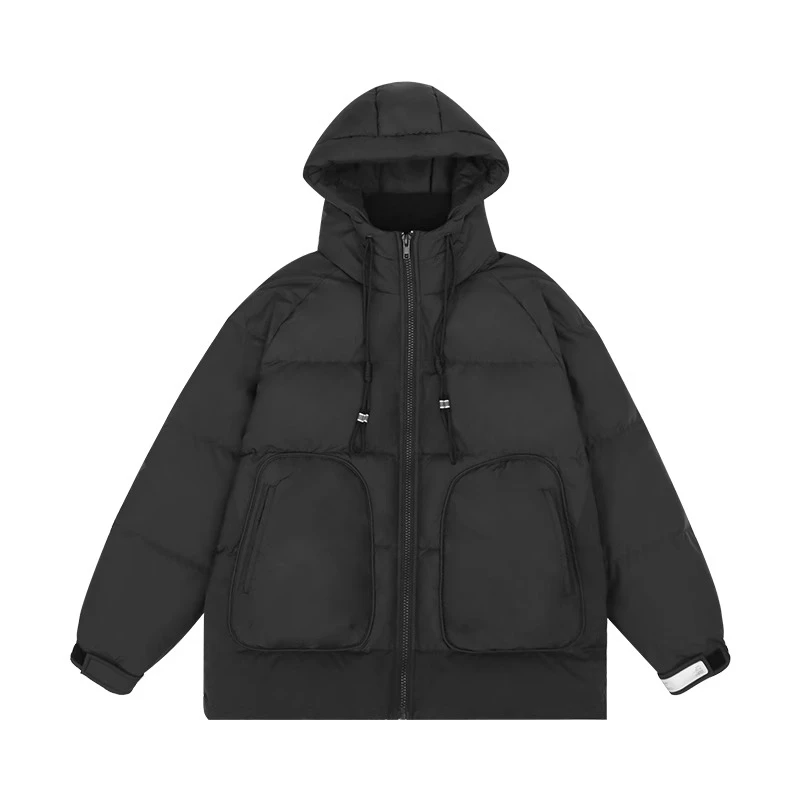 秋冬季上新秋冬季休闲百搭宽松保暖大码潮流纯色连帽羽绒服Y1604