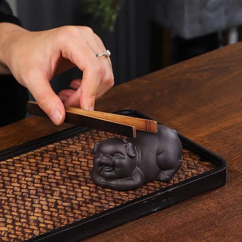 创意紫砂茶宠摆件精品茶盘福气猪玩宠可养招财生肖招财小猪茶玩艺