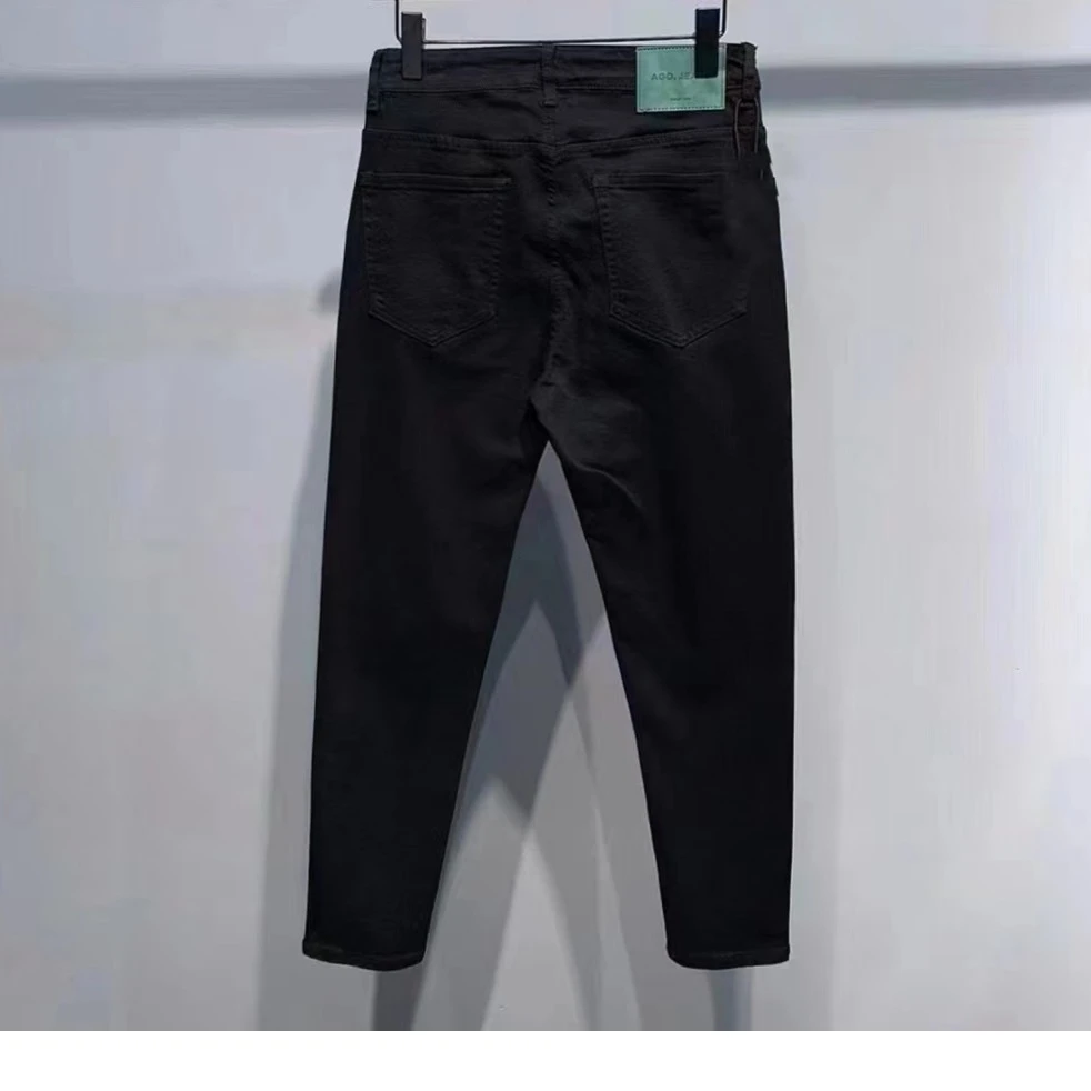 冬季加绒防褪色黑色牛仔裤百搭时尚简约弹力男士休闲裤潮流牛仔裤