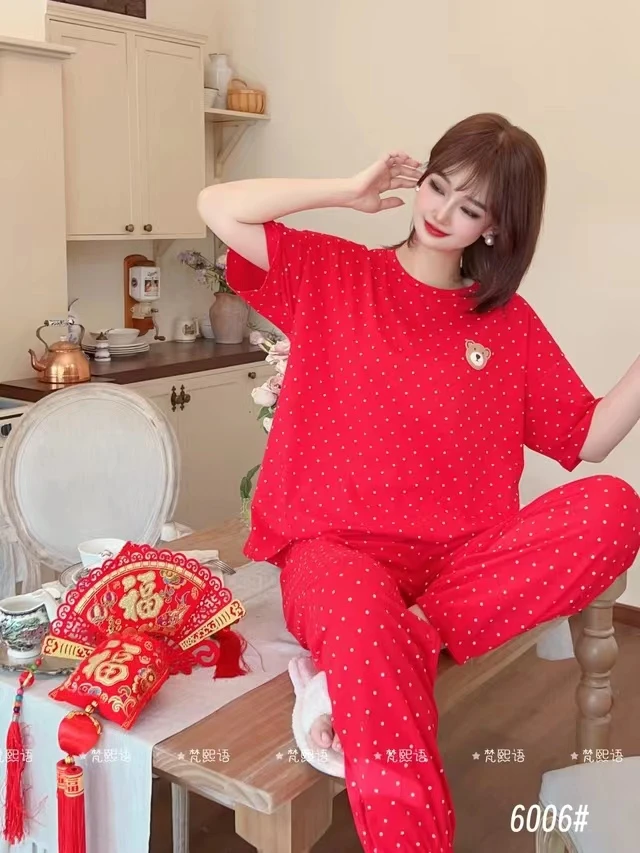 【丁丁懒专属】新款莫代尔棉女士五分袖睡衣家居服（收裤脚）
