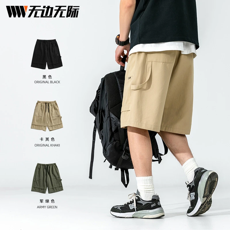 工装短裤男日系男装2024夏季新款运动飘带设计五分宽松休闲裤子