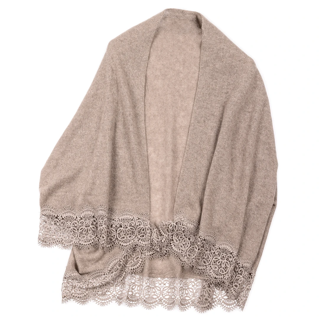 只是100%山羊绒蕾丝花边优雅百搭春秋空调房披肩秋冬针织保暖坎肩