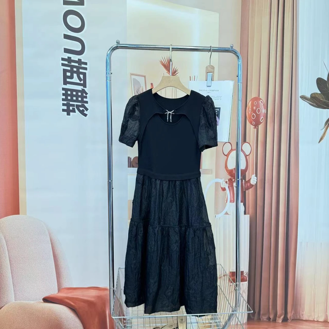 短袖连衣裙女2025时尚气质拼接长裙【233115】