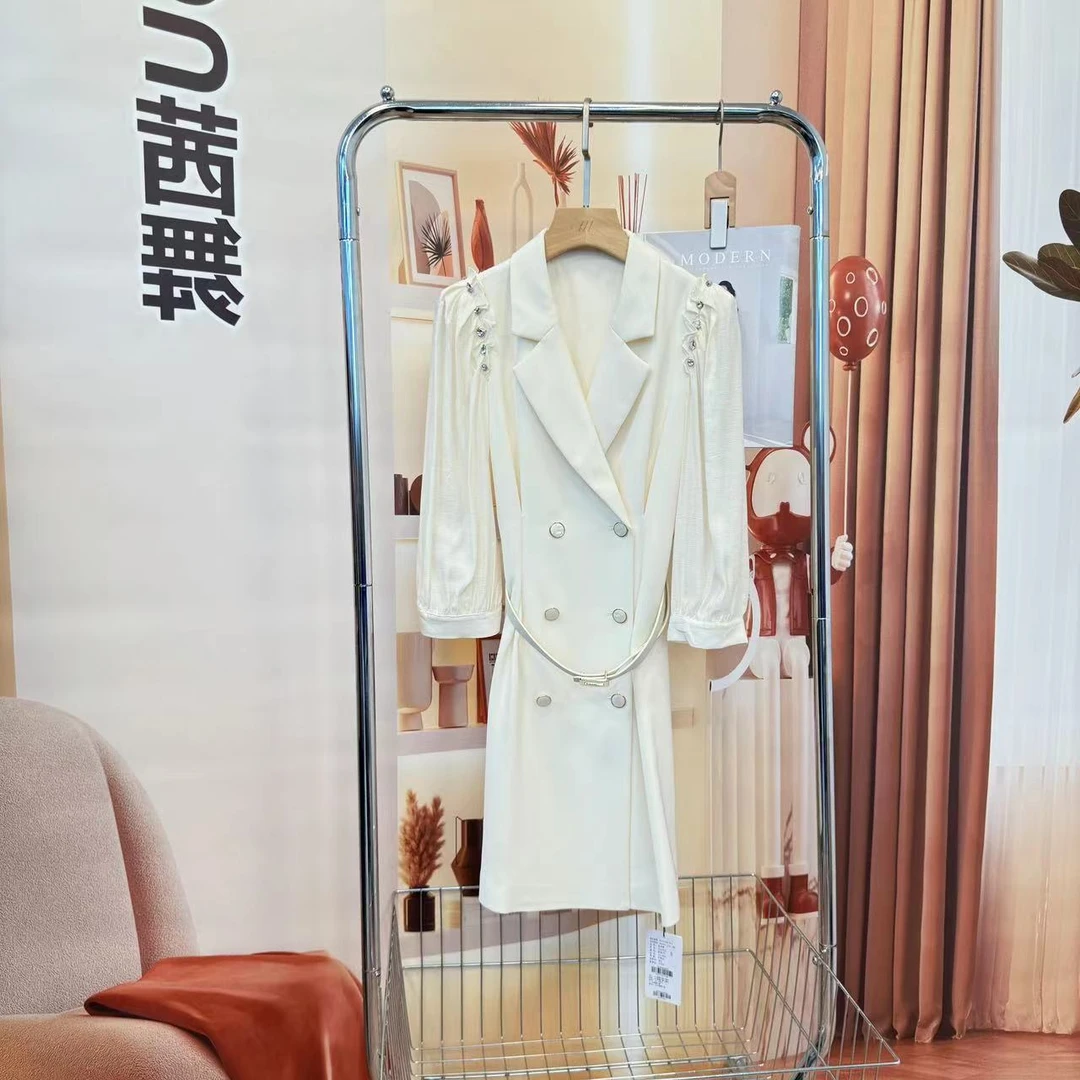 连衣裙女2025时尚木耳边拼接气质中长裙【323372】