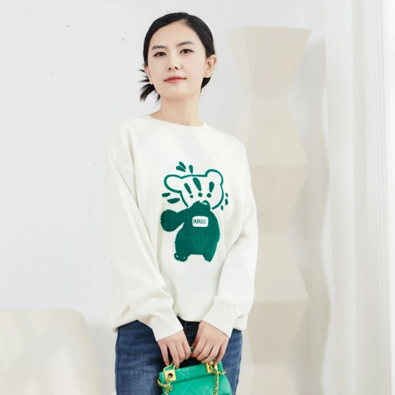茜舞上衣女2025小熊图案百搭毛衫【52F625】