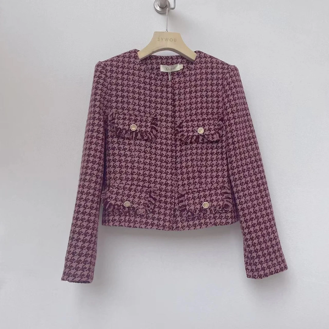 短外套女2024千鸟格小香风上衣【51A209】