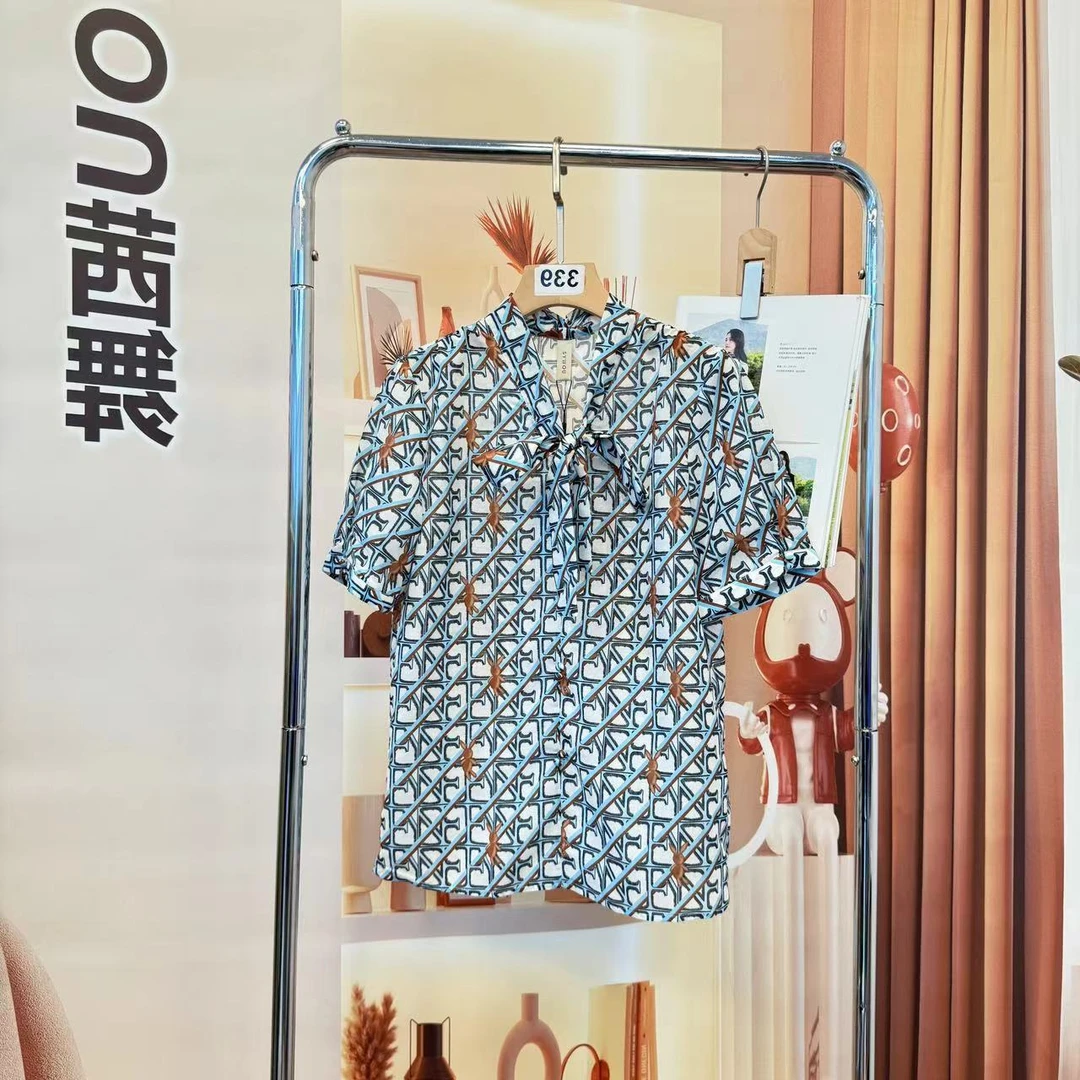 印花色衬衫女2025时尚百搭休闲小碎花衬衣【221311】