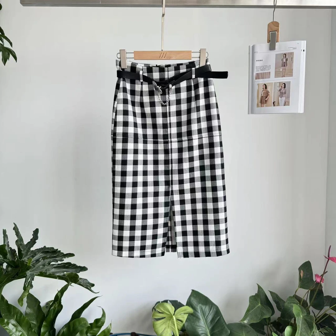 格子半身裙女2025时尚百搭中长裙【732183】