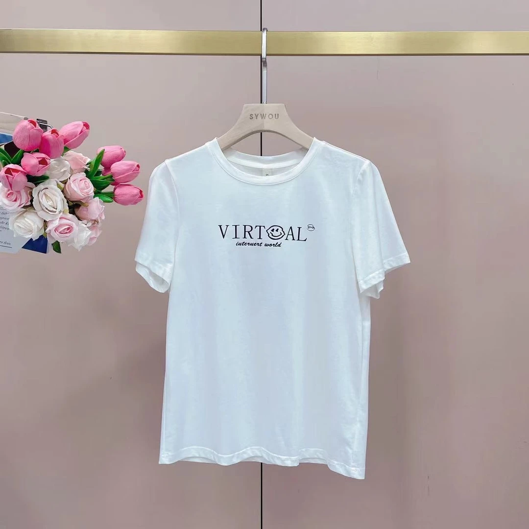 纯棉连T恤女2025字母印花百搭上衣【12B555】