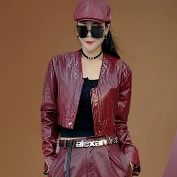 小众设计款洋气重腊牛皮羊皮短款皮衣皮裤皮衣女外套休闲时尚气质