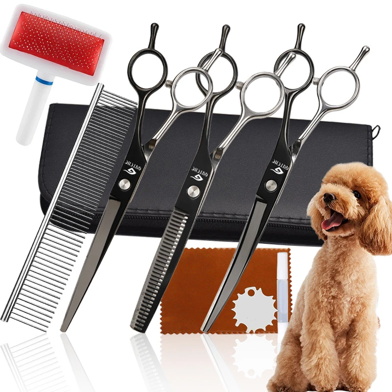 7寸宠物美容剪刀牙剪平剪宠物修毛剪宠物弯剪剪毛狗狗猫工具通用