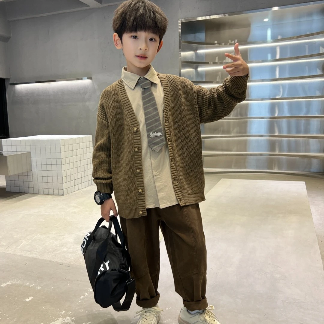 【中班仔品牌】男童毛衣开衫2025儿童春秋装外套中大童线衣*39305