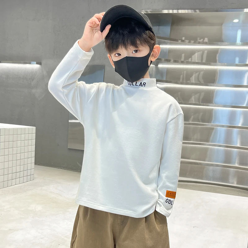 【中班仔品牌】儿童半高领打底衫2025春秋装男童长袖T恤洋气*35228