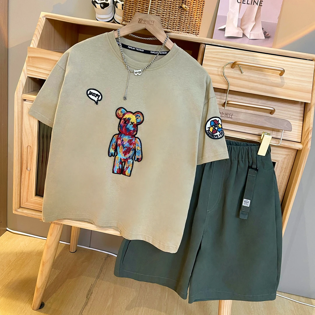 【现货】中班仔品牌男童短袖套装夏季新款印花纯棉儿童夏装*ZH1536