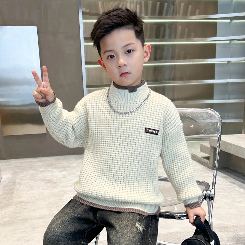中班仔男童毛衣针织衫圆领套头秋冬装2025儿童气质上衣潮流*37776