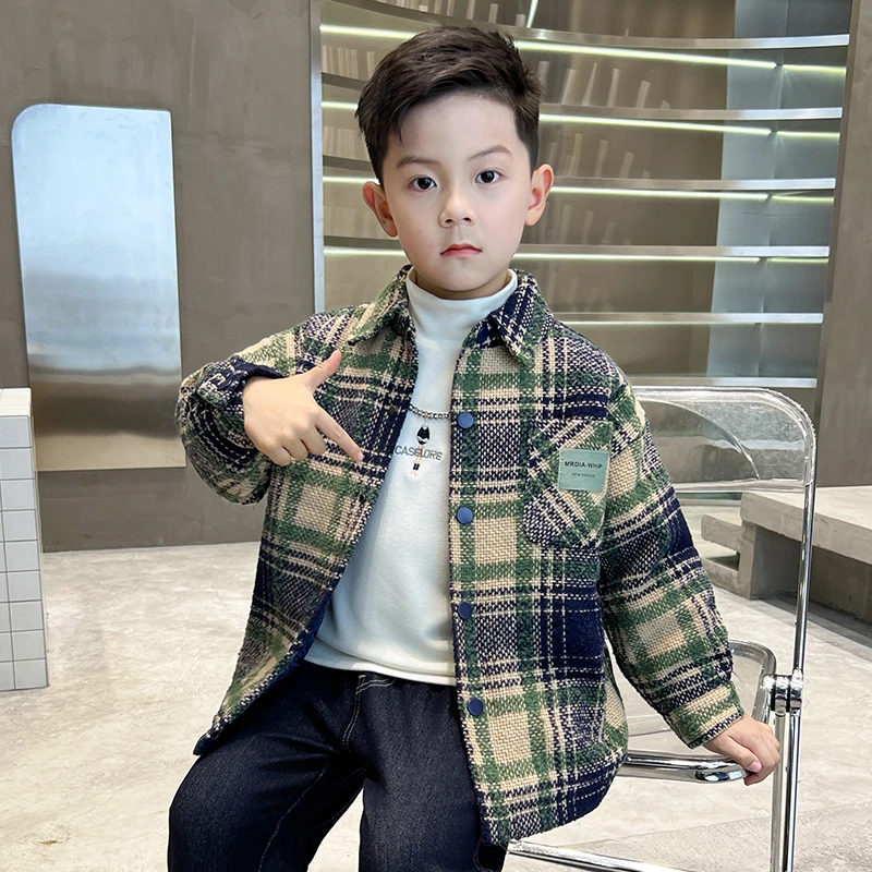 中班仔男童冬装夹棉衬衫外套2025新款休闲衬衣儿童长袖童装*38099