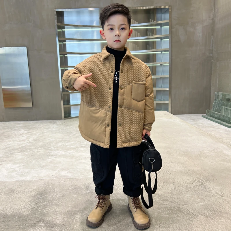 中班仔男童羽绒服拼接外套冬装中大童白鸭绒轻薄保暖冬季*ZH1795
