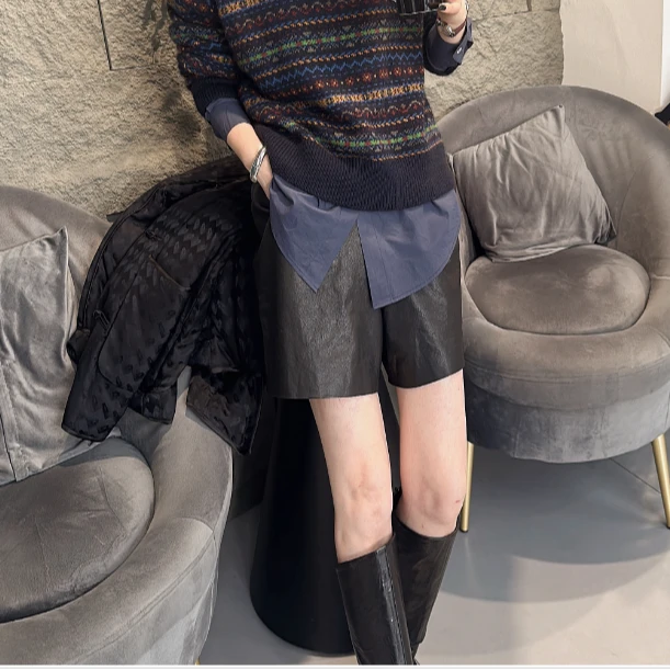 2024新款时尚皮短裤