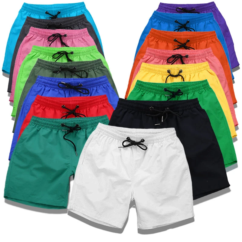 夏季纯色短裤男士网红宽松大码沙滩速干休闲居家运动五分裤潮流男