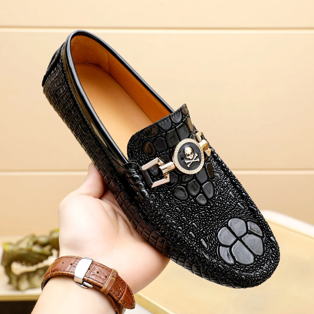 夏季新款黑色真皮豆豆鞋时尚驾车鞋百搭舒适懒人鞋潮流休闲鞋男鞋