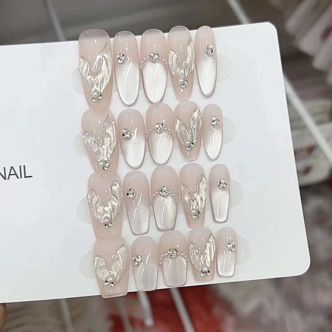 纯手工穿戴甲大海传说猫眼仙仙款甜美清冷感可重复使用美甲穿戴甲