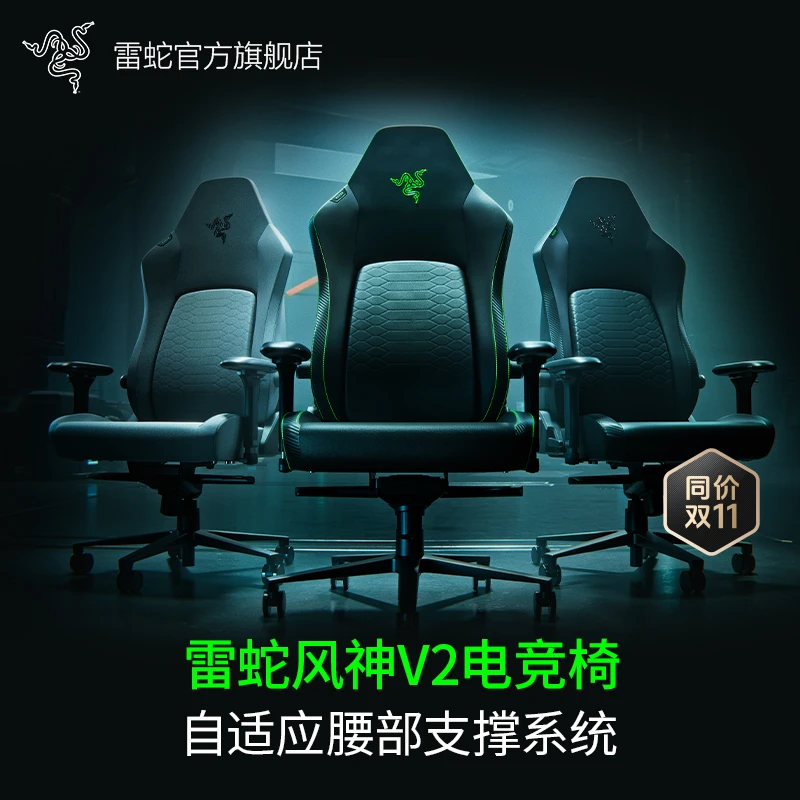 Razer/雷蛇风神V2 可调节腰部支撑糸统 人体工学电竞椅 腰部支撑