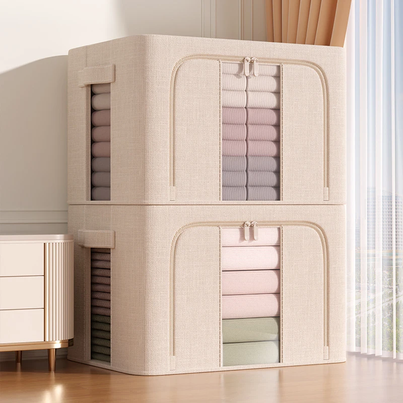 天山棉麻衣服收纳箱家用衣柜整理衣服被子整理可折叠储物筐大容量