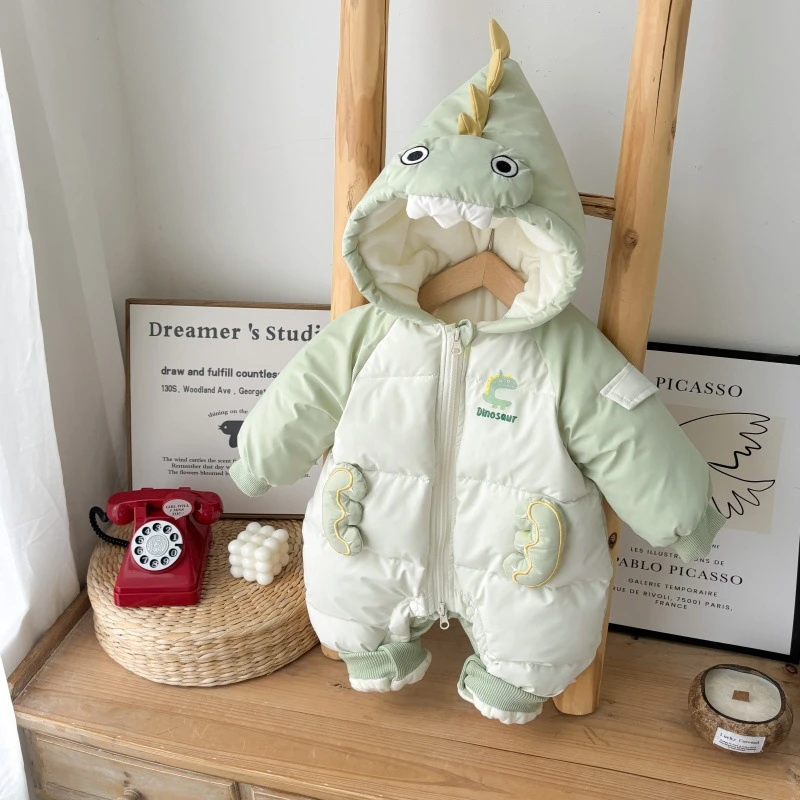 婴幼儿冬装连体衣加绒衣服夹棉300-400克男宝宝冬季加厚保暖爬服