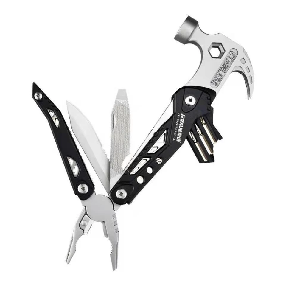 JERXUN/京选多功能户外锤不锈钢铁丝钳羊角锤车载破窗锤扳手便捷