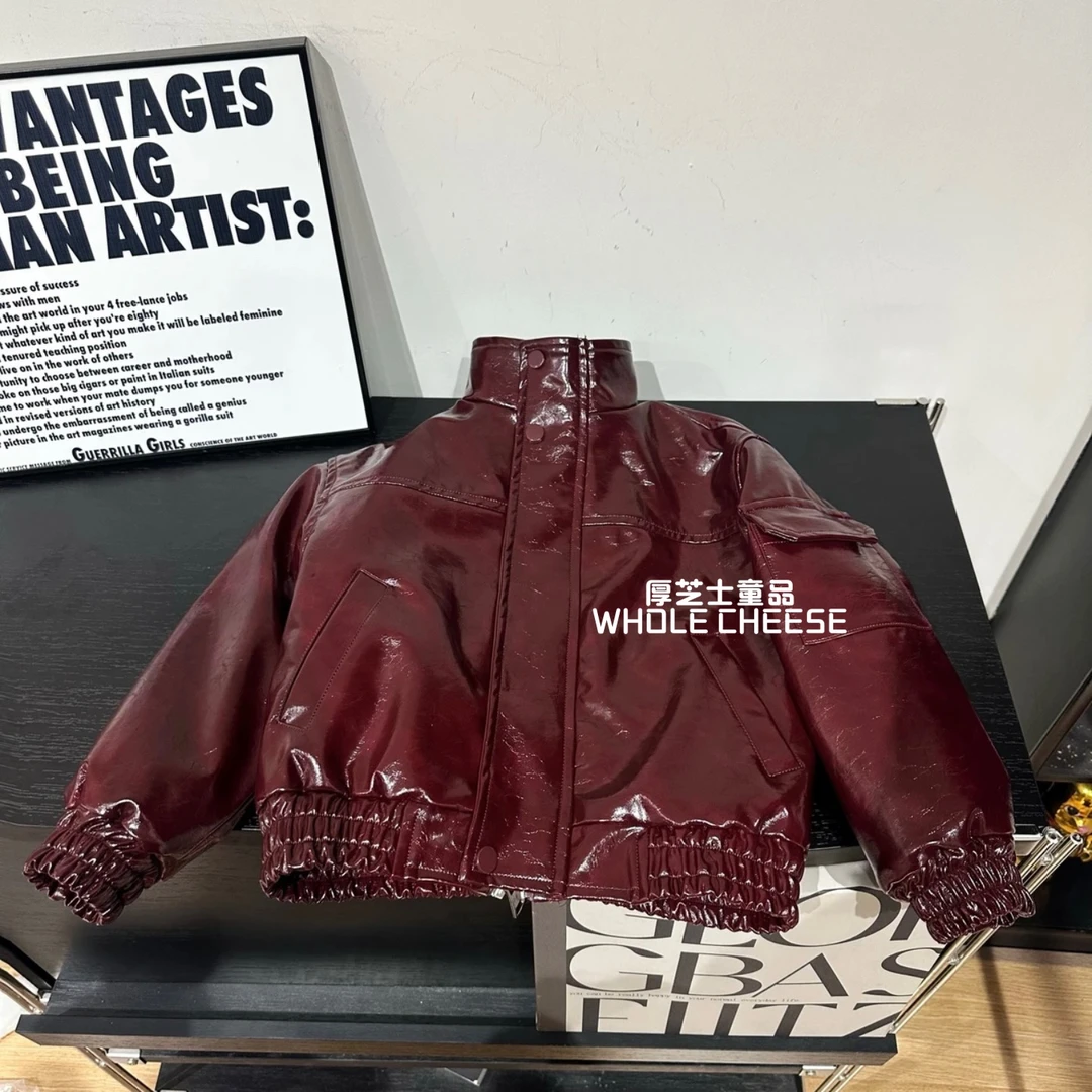 68077男童加绒皮衣外套秋冬装2024新款痞帅洋气宝宝冬季加厚